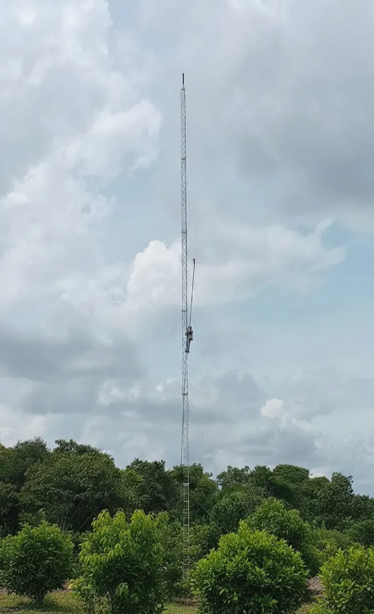 pemasangan tiang menara tri angel