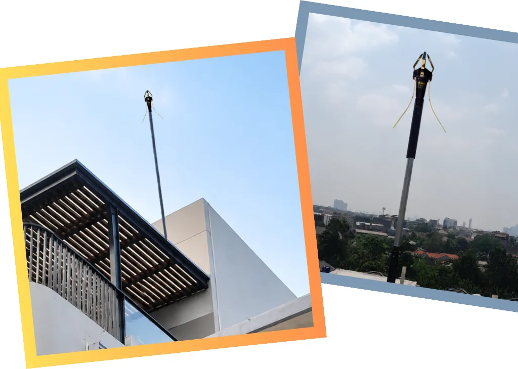Pemasangan penangkal petir elektrostatis Gent Pemasangan penangkal petir elektrostatis Gent