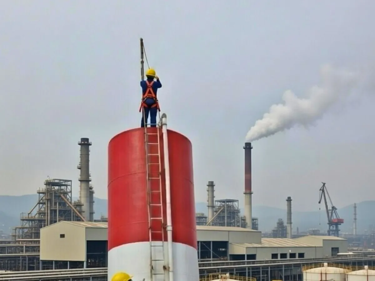 Pemasangan penangkal petir elektrostatis Kurn di pabrik